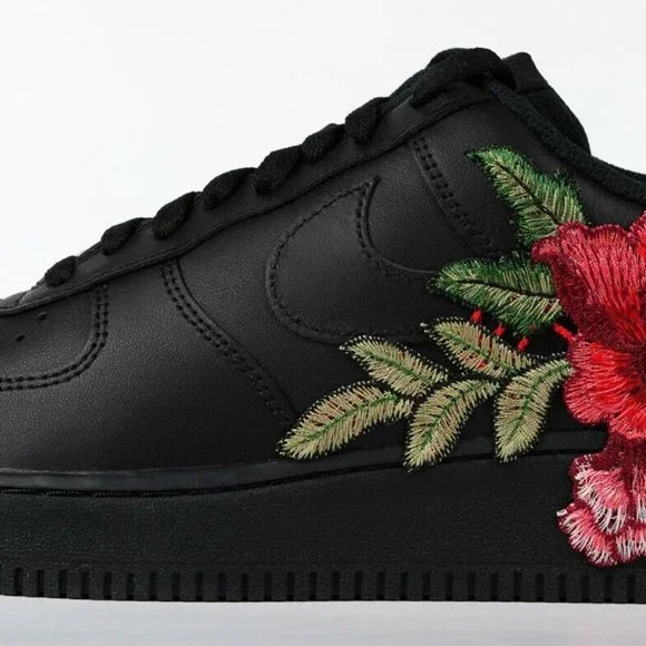 Nike Air Force Mens Shoes With Roses Nike Air Force Custom Black